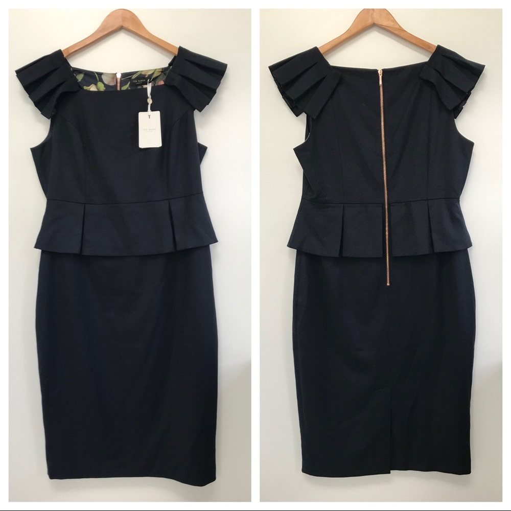 NEW Ted Baker London Rivaadd Pleated Peplum Dress